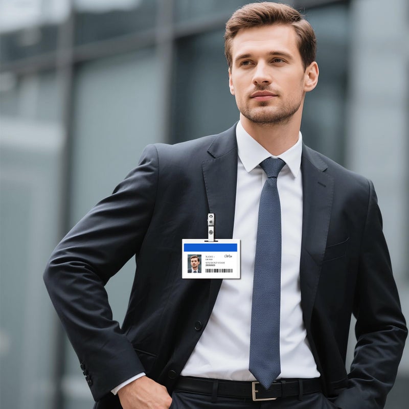 Easytle 30 Pcs Metal Badge Clips with Clear PVC Straps ID Strap Clip Double Holes Badge Holder Clips ID Clip for Badges, Work Badges - Image 5